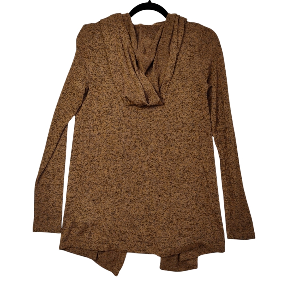Silence & Noise UO Knit Hooded Open Cardigan Sweater Brown Longline Womens XS‎